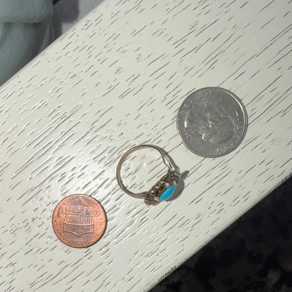 Silver Turquoise Stone Statement Ring | Vintage B… - image 4